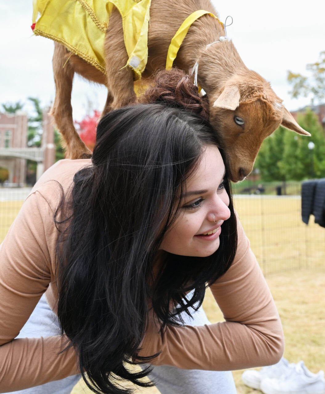 Halloween Goat Yoga class, Wednesday, Oct. 26, 2022 on Chamberlain Field.