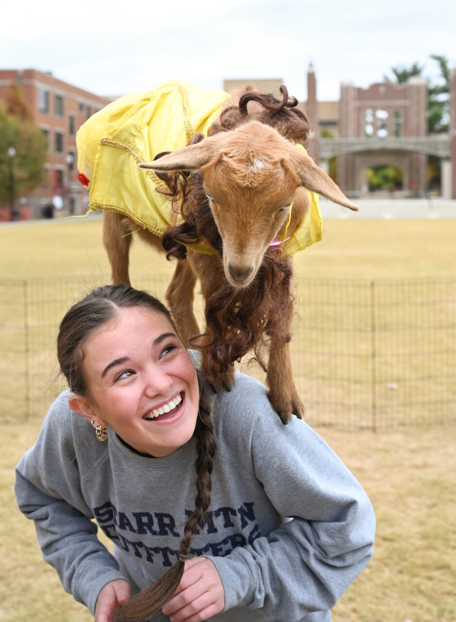 Halloween Goat Yoga class, Wednesday, Oct. 26, 2022 on Chamberlain Field.