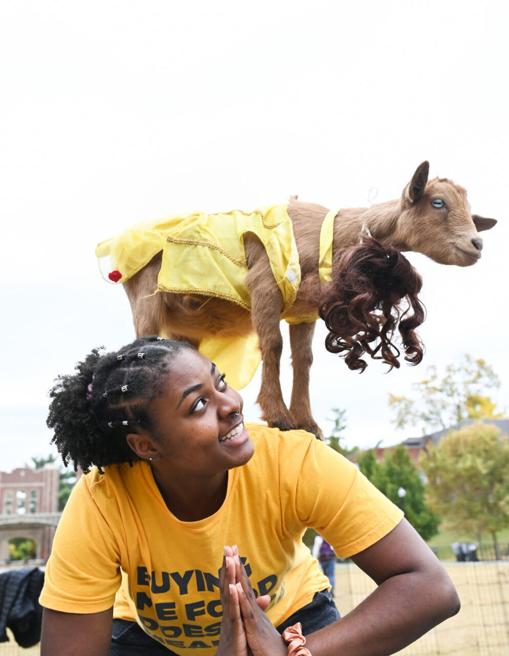 Halloween Goat Yoga class, Wednesday, Oct. 26, 2022 on Chamberlain Field.