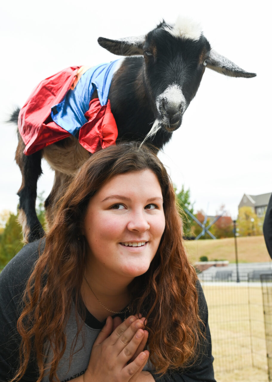 Halloween Goat Yoga class, Wednesday, Oct. 26, 2022 on Chamberlain Field.