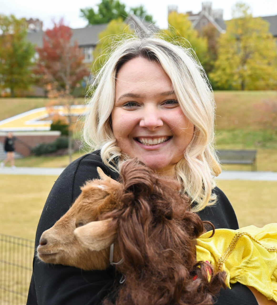 Halloween Goat Yoga class, Wednesday, Oct. 26, 2022 on Chamberlain Field.