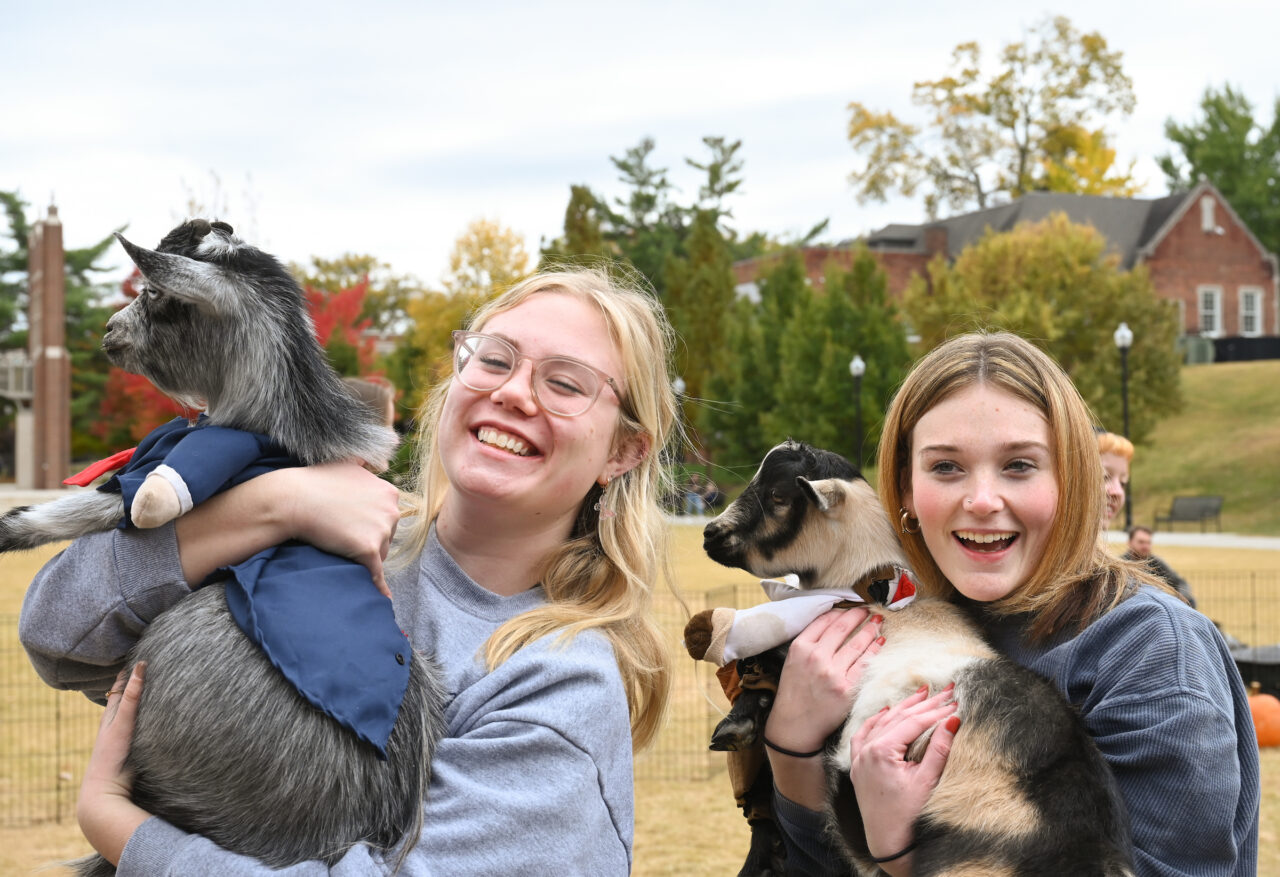 Halloween Goat Yoga class, Wednesday, Oct. 26, 2022 on Chamberlain Field.