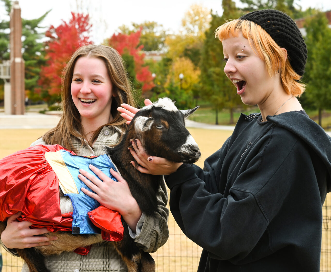 Halloween Goat Yoga class, Wednesday, Oct. 26, 2022 on Chamberlain Field.