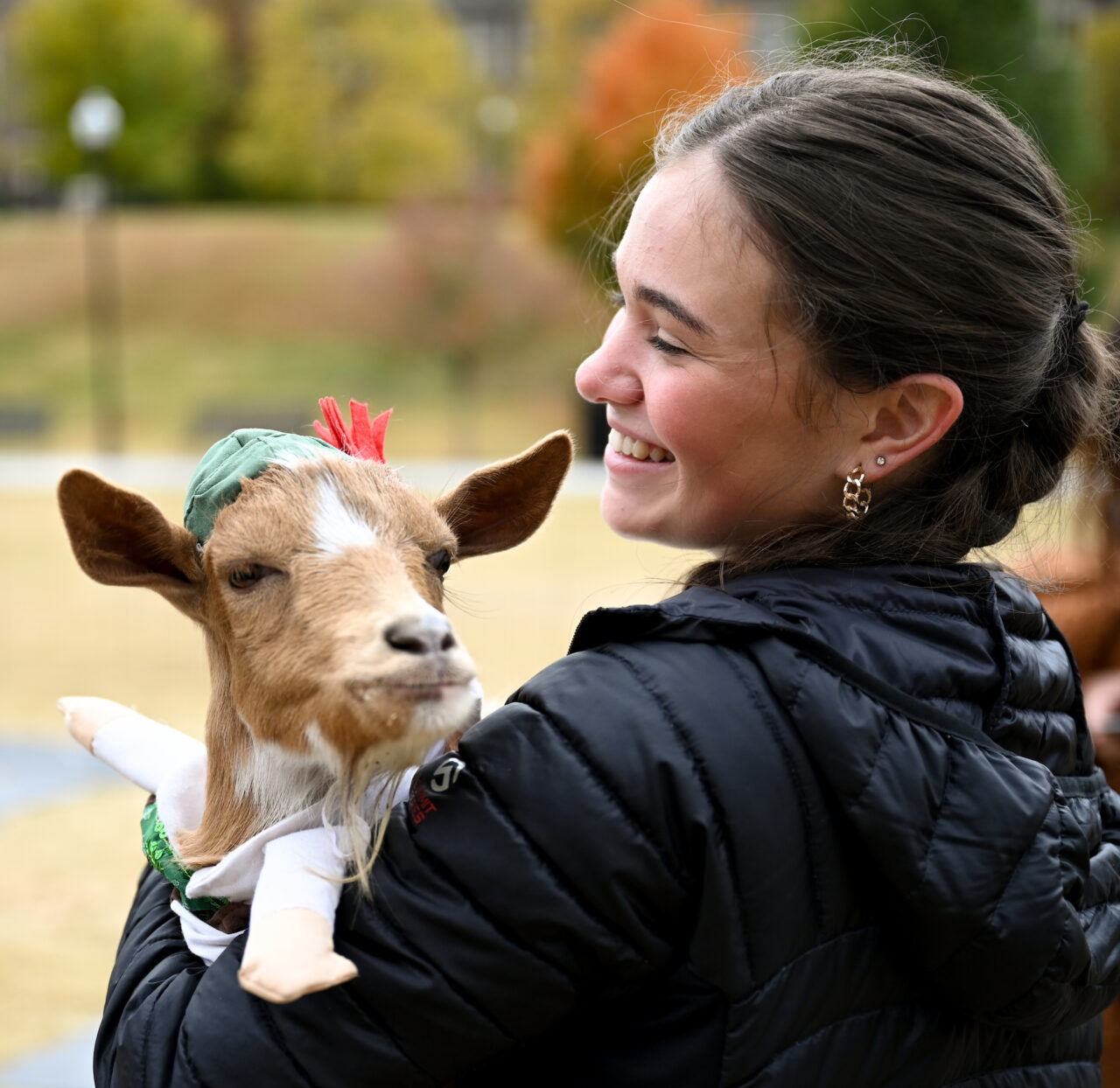Halloween Goat Yoga class, Wednesday, Oct. 26, 2022 on Chamberlain Field.