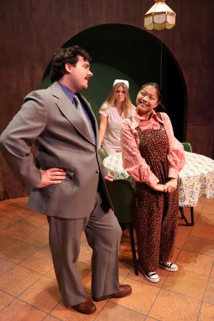UTC Theatre Co.’s “Feathers and Teeth” actors Alexander Blaine Evans, left, Katie Forrester and Karlee Jamieson.