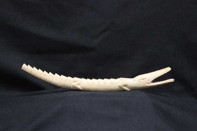 The history behind this ivory alligator is not known.