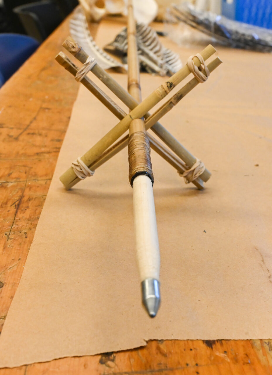 Archaeology and history students making Paleo tools and weapons, Wednesday,Oct. 5, 2022 in Brock Hall.