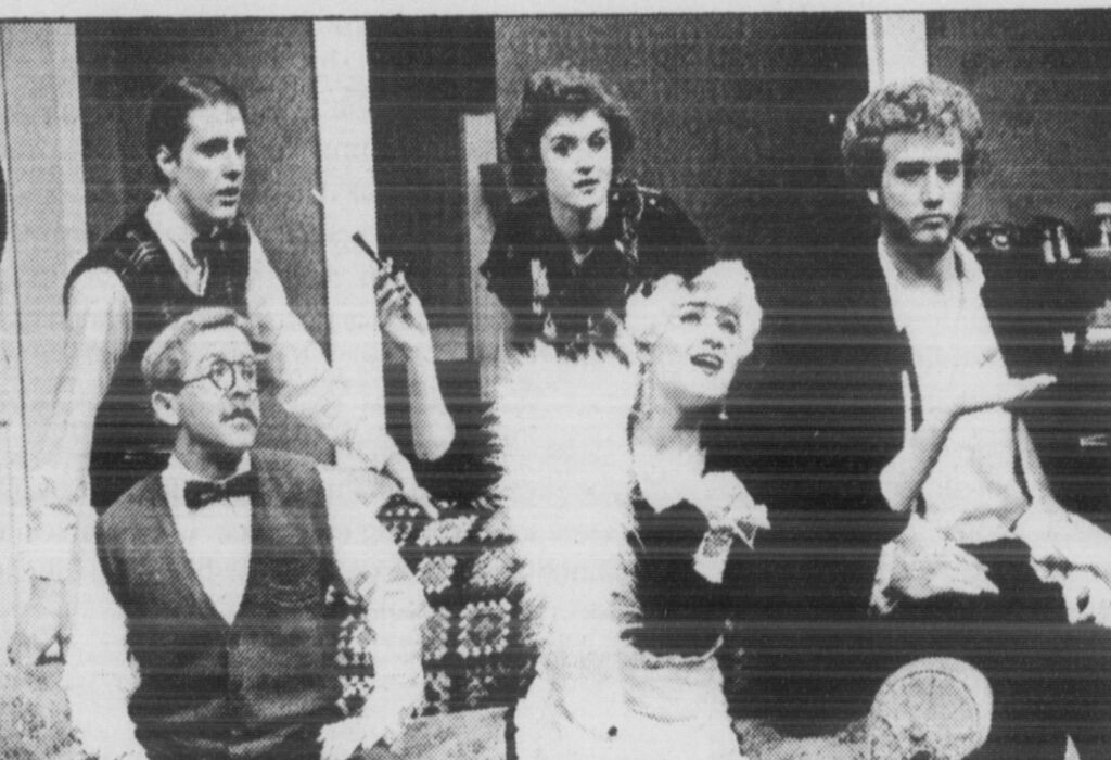 In 1983, Leslie Jordan (bottom left in photo from Feb. 18, 1983 edition of the University Echo) played Grandpa Martin Vanderhoff in UTC Theatre's production of "You Can't Take It With You." Photo courtesy of the University of Tennessee at Chattanooga Digital Collections.