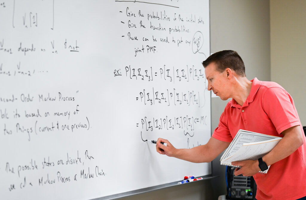 Don Reising teaches his stochastic processes class.