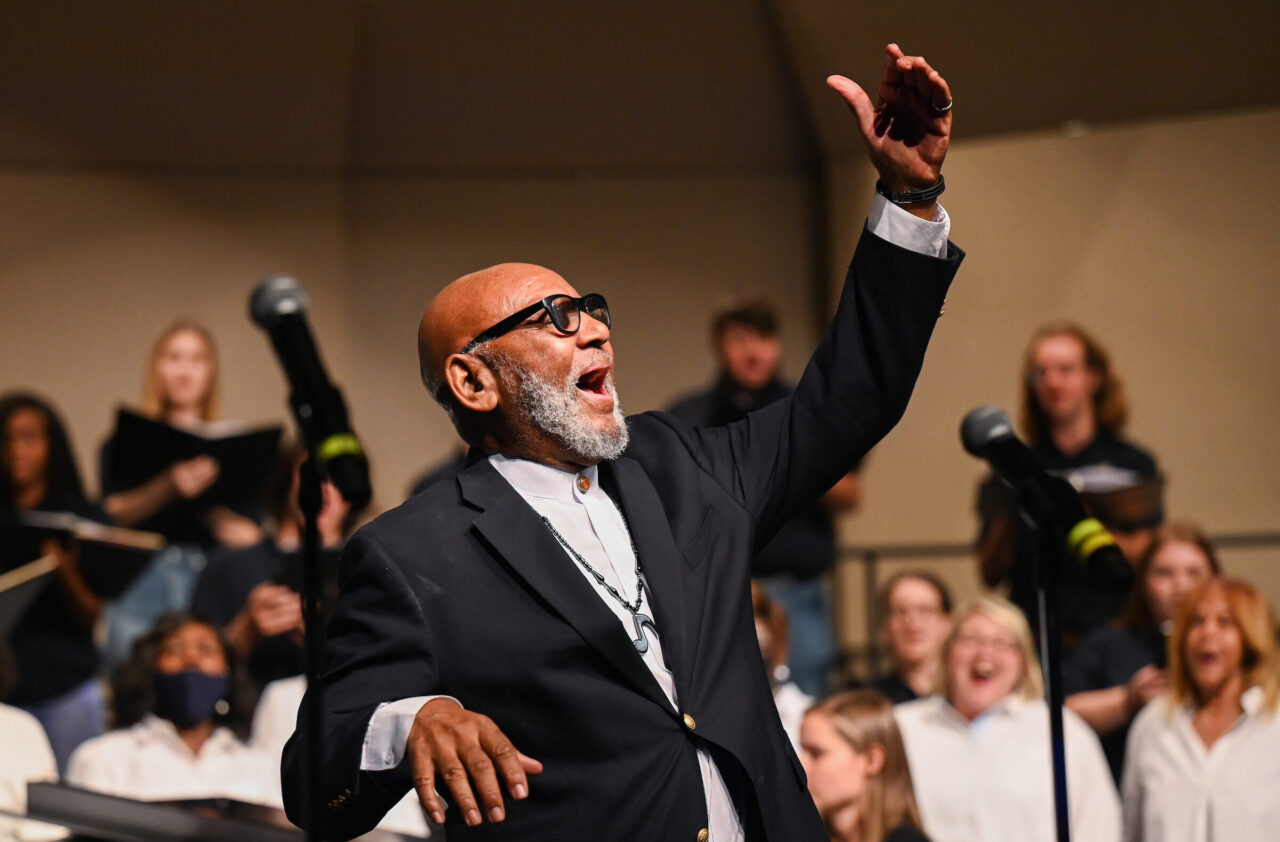 Roland Carter, Friday, Nov. 4, 2022 on Vine Street near the Fine Arts Center.