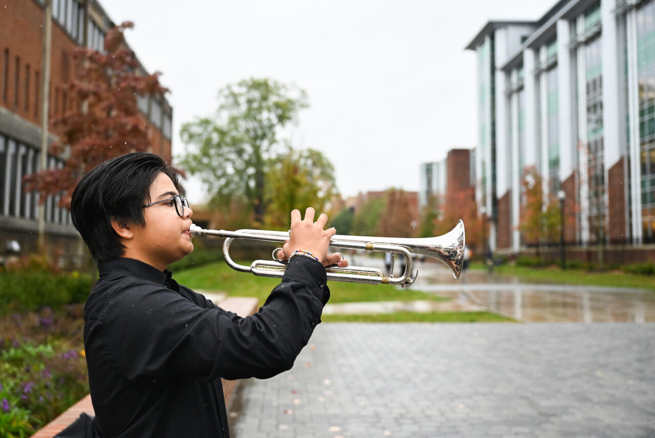 UTC student Emmett Davies participates in the TAPS Project Friday, Nov. 11, 2022 on the UTC Campus in honor of Veterans Day.