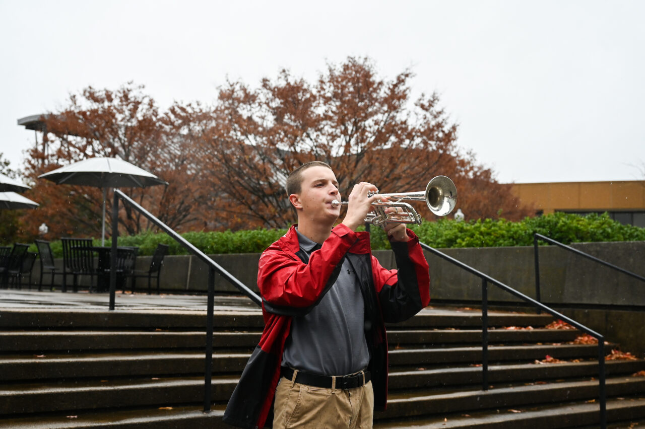 UTC student Dylan Campbell participates in the TAPS Project Friday, Nov. 11, 2022 on the UTC Campus in honor of Veterans Day.
