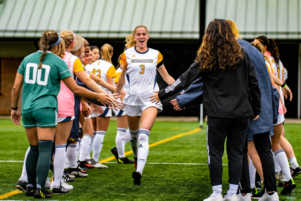 This fall, Maggie Shaw helped lead the team to its first-ever regular-season conference title. She did that while literally running back and forth between soccer activities and the rigors of being a nursing student. Photo by Ray Soldano/GoMocs.com.