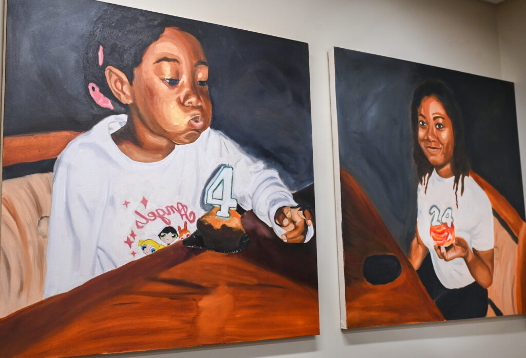 "Prevail" is a Tamia Spinks self portrait. "It shows my viewers a glimpse from the past until now, giving insight of how my life has changed."