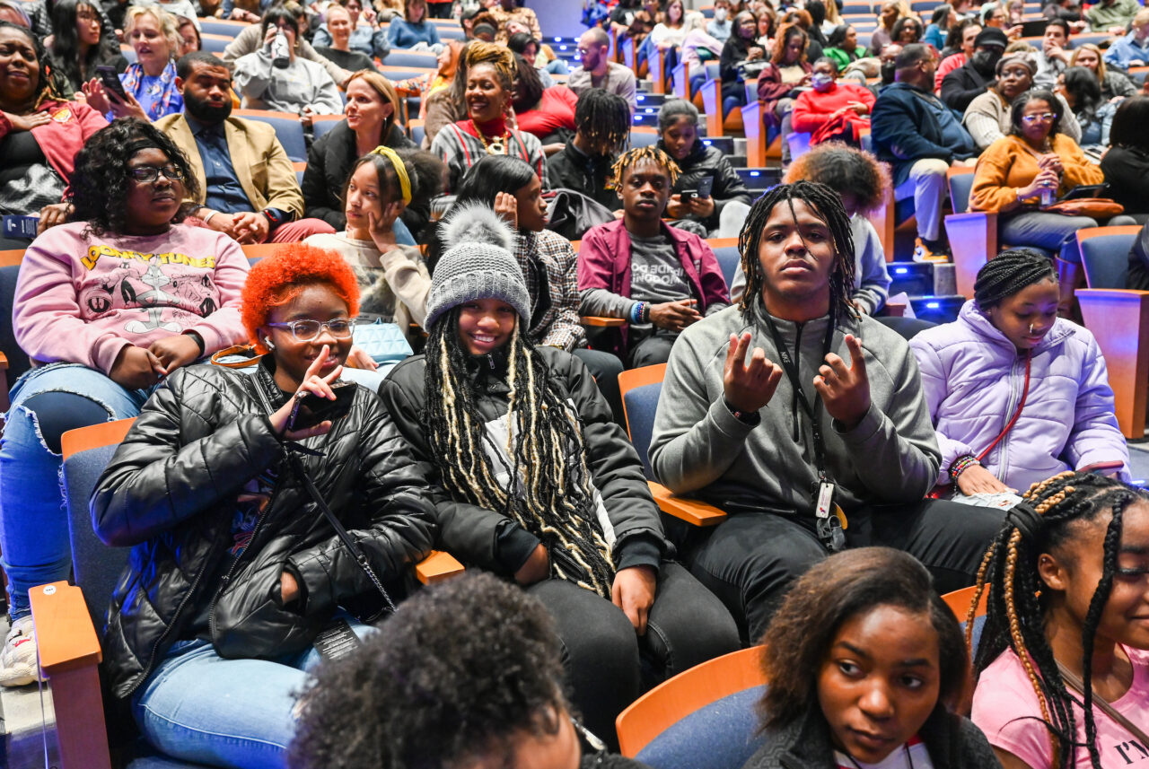 Angela Davis, MLK Day series speaker, Tuesday, Jan. 24, 2023 in the Roland Hayes Auditorium.