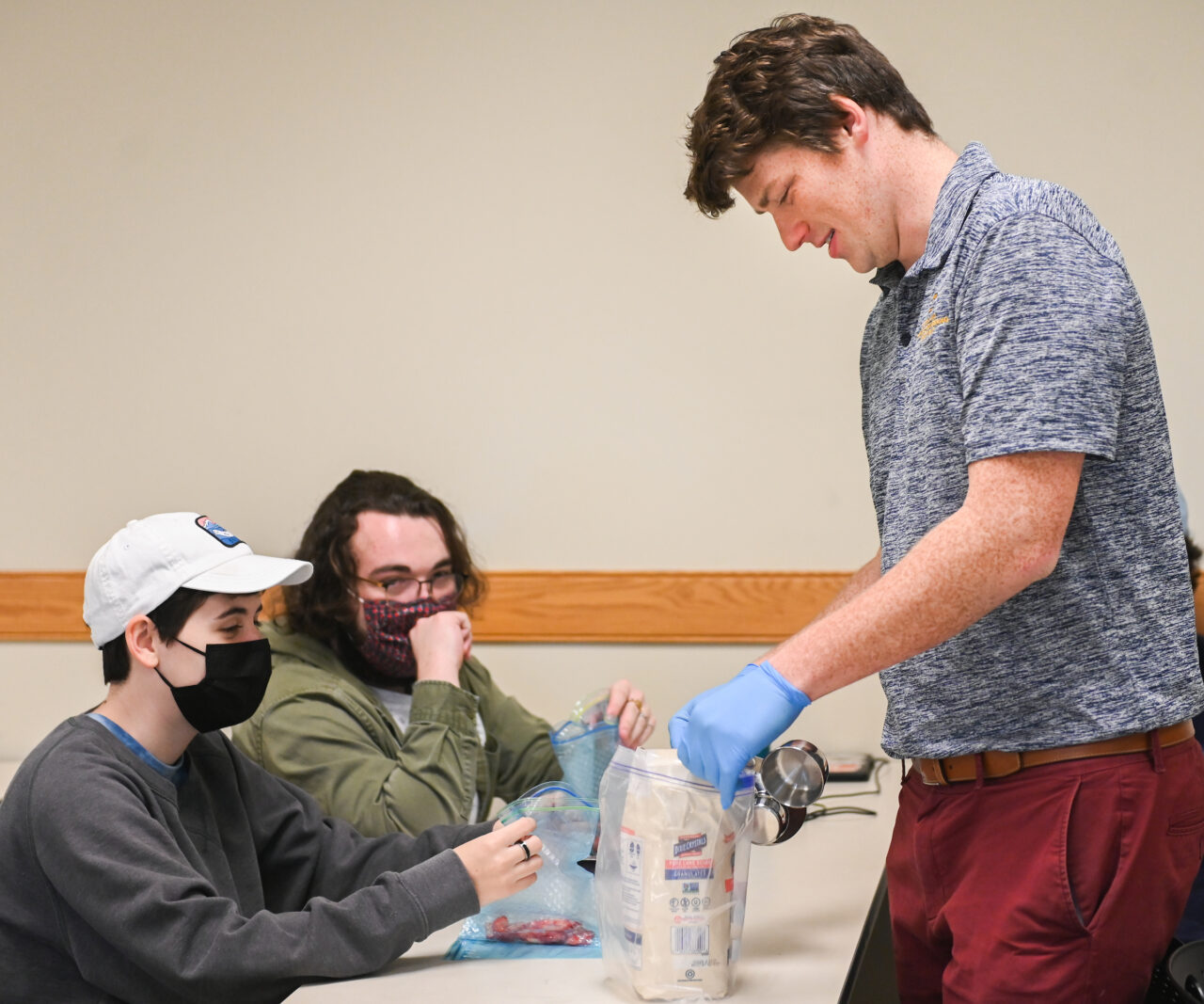 Students make jam Wednesday, Feb. 9, 2022 Chris Frishcosy’s Intro to Civil Engineering class in the Engineering and Computer Science building.