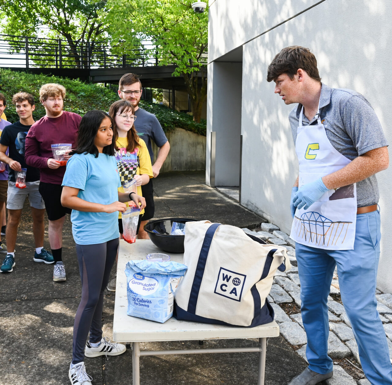 Chris Frishcosy teaches Introduction to Civil Engineering, Thursday, Sept. 8, 2022 in the amphitheater outside of the SIM Center.