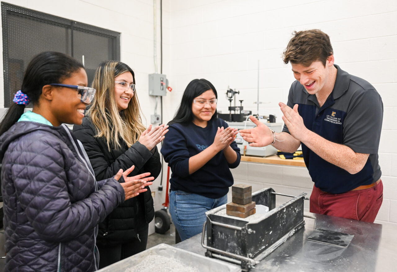 Chris Frishcosy, shown in his Introduction to Civil Engineering class, has been nominated for the 2023 Young Engineer of the Year award from the the Chattanooga chapter of the American Society of Civil Engineers. Photo by Angela Foster.