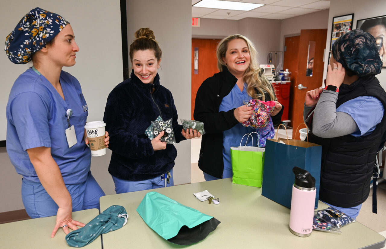 UTC Master of Nursing Anesthesia students Kelly Lau, left, Rachel Firestone, Laura Moreland and Alison Sawyer. Photo by Angela Foster.