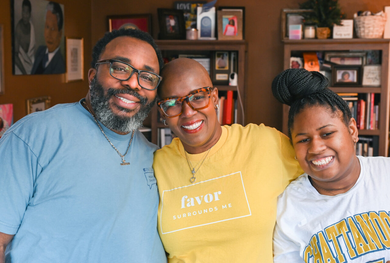 UTC students Allen and Zennia Nesmith and their daughter, Chyna. Photo by Angela Foster.