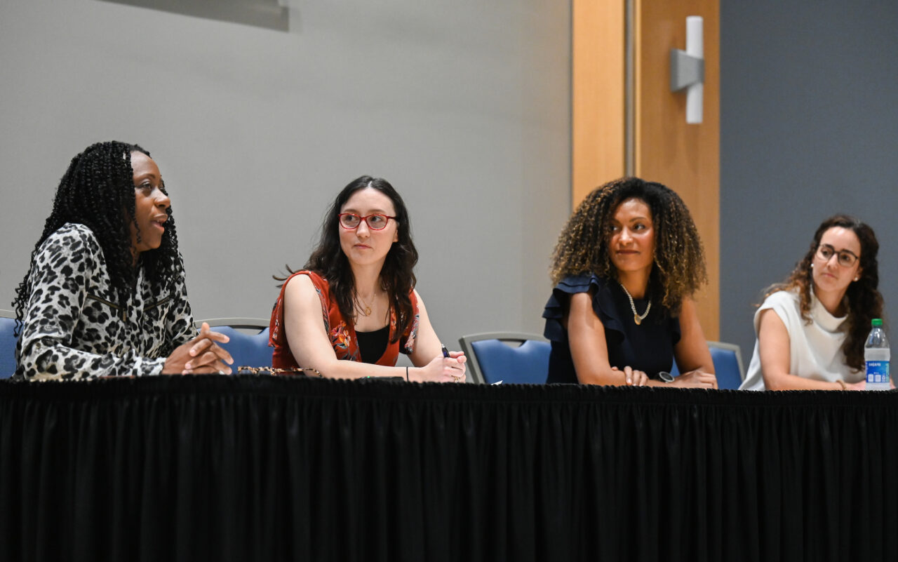 Dr. Leonora Brown, left, Casey Galanti, Michell Bosch and Isabella Loza Ortiz led the Empower Your Future panel discussion on Feb. 8. Photo by Angela Foster.