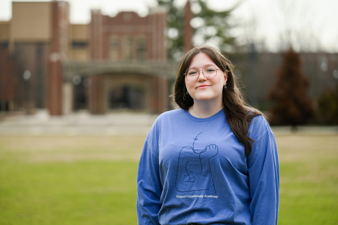 Senior Julia Stranahan is chair of the Coalition Advocating for Student Empowerment, the executive leadership board that creates and organizes programs for the Center for Women and Gender Equity. Photo by Angela Foster.