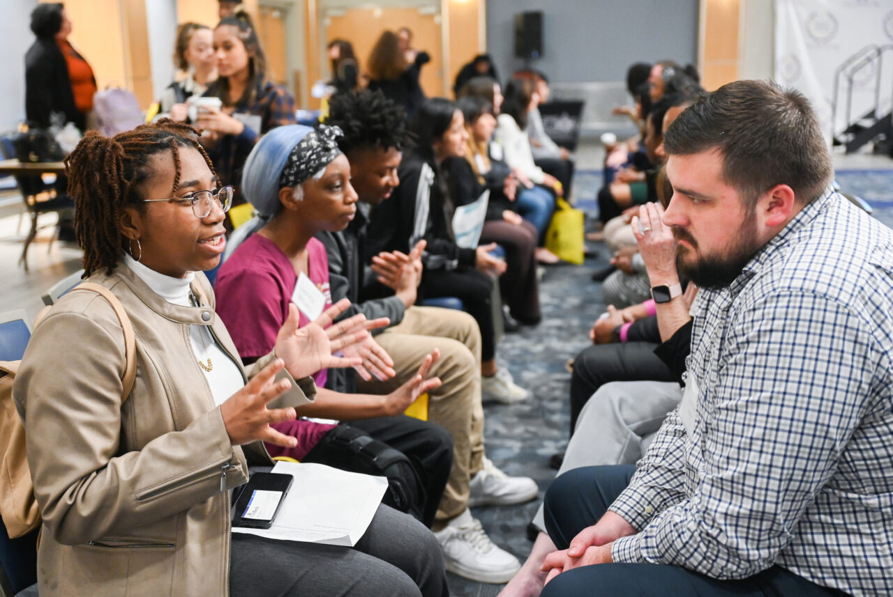 High school students attend the Education Equal Opportunity Group’s Career Speed Networking Wednesday, Mar. 8, 2023 in the University Center.