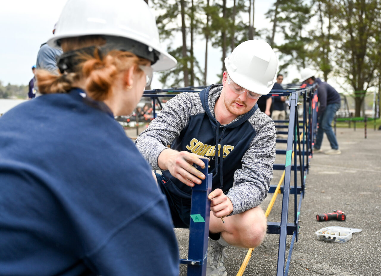 Concrete Canoe races and Steel Bridge building, Friday, March 31, 2023 at Chester Frost as part of the American Society of Civil Engineers Mid-South Student Symposium.