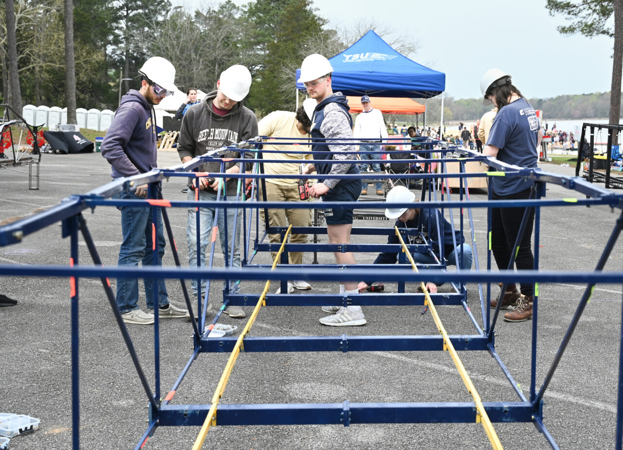 Concrete Canoe races and Steel Bridge building, Friday, March 31, 2023 at Chester Frost as part of the American Society of Civil Engineers Mid-South Student Symposium.