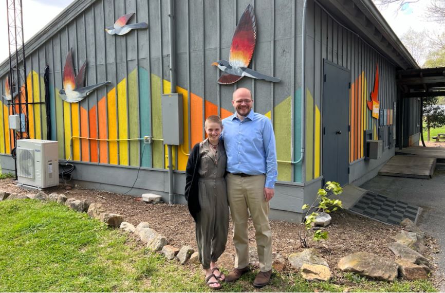 Gus Gaston and instructor Derek Witucki designed the art installation at Reflection Riding Arboretum and Nature Center. Photo courtesy of Derek Witucki.
