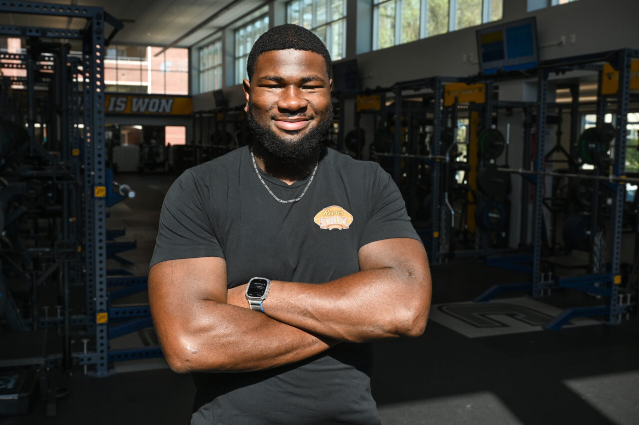 McClendon Curtis, a Chattanooga native and Mocs football standout, will graduate with a master’s degree in School Leadership in May. Photo by Angela Foster.