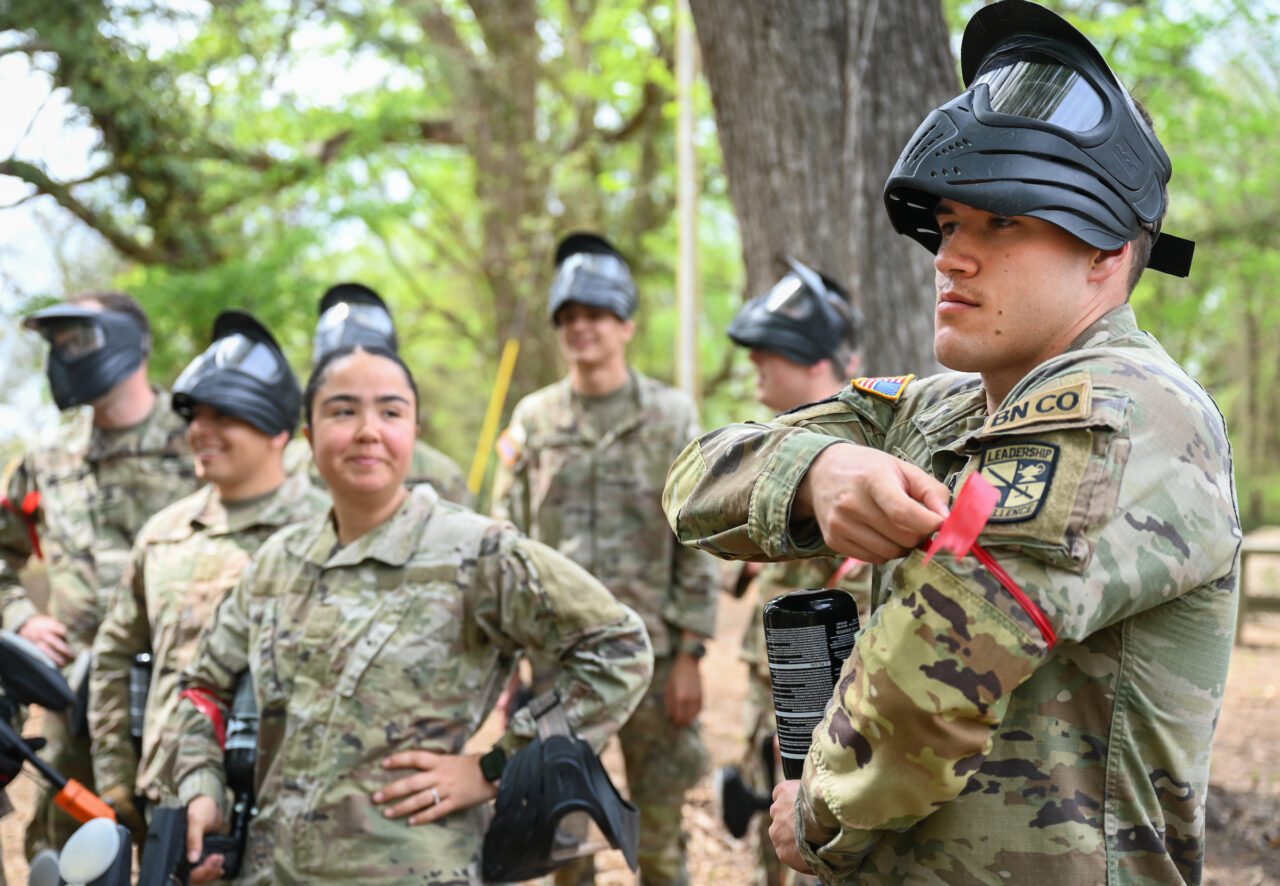 ROTC cadets participate in paint ball Thursday, Apr. 6, 2023 at Insane Paintball in Rossville, Ga.