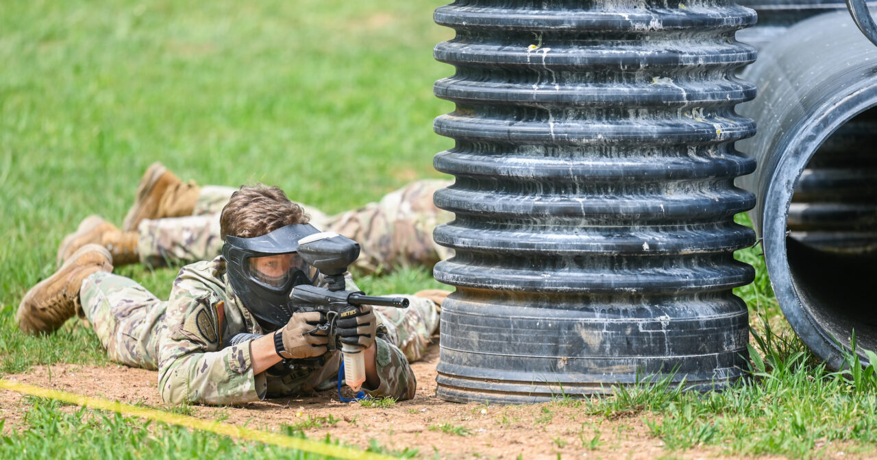 ROTC cadets participate in paint ball Thursday, Apr. 6, 2023 at Insane Paintball in Rossville, Ga.