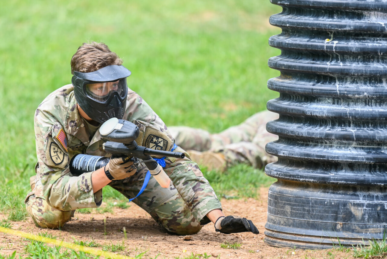 ROTC cadets participate in paint ball Thursday, Apr. 6, 2023 at Insane Paintball in Rossville, Ga.