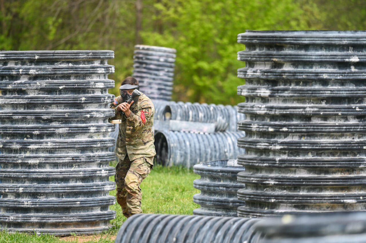 ROTC cadets participate in paint ball Thursday, Apr. 6, 2023 at Insane Paintball in Rossville, Ga.