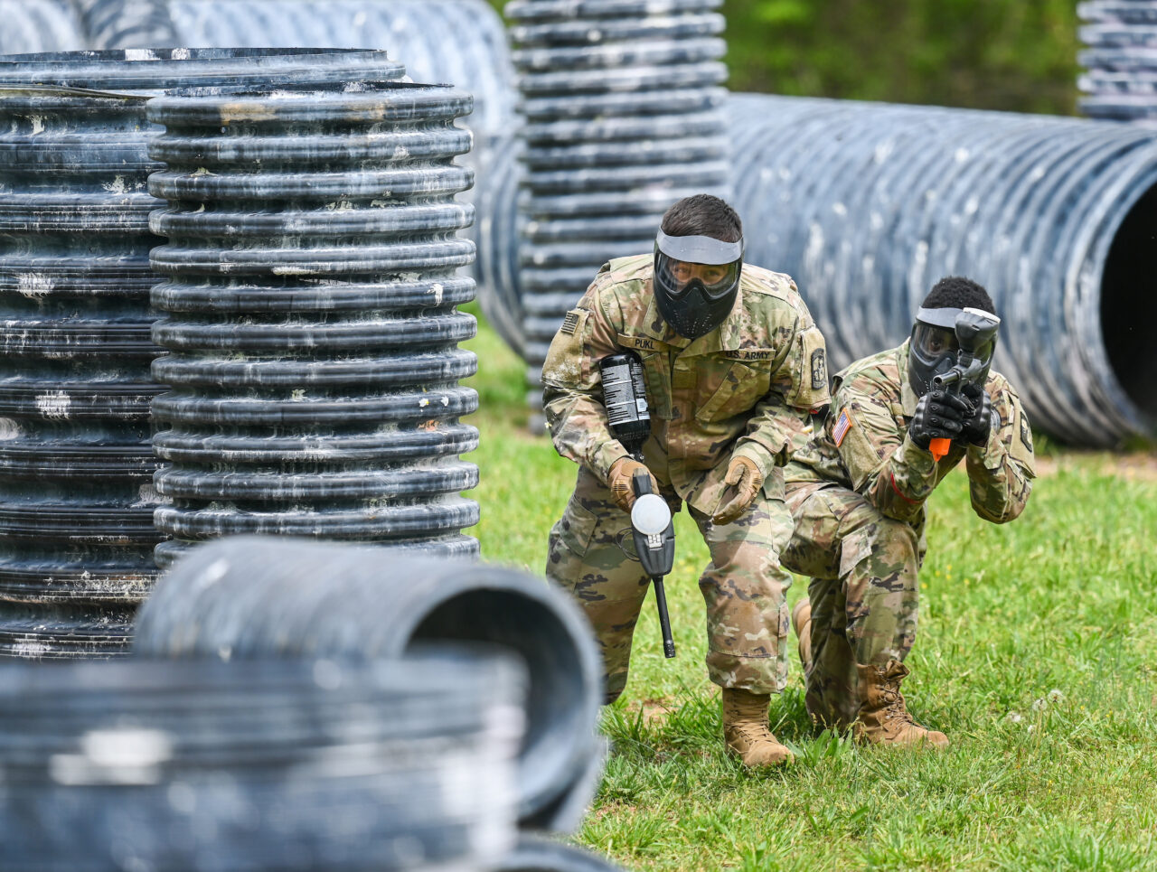 ROTC cadets participate in paint ball Thursday, Apr. 6, 2023 at Insane Paintball in Rossville, Ga.