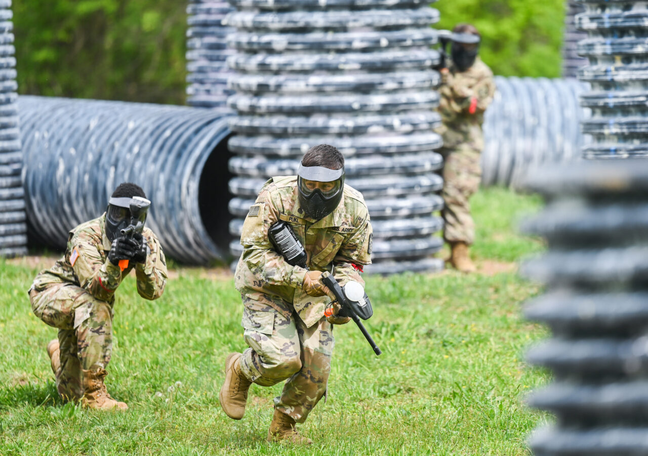 ROTC cadets participate in paint ball Thursday, Apr. 6, 2023 at Insane Paintball in Rossville, Ga.