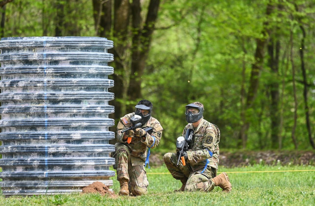 ROTC cadets participate in paint ball Thursday, Apr. 6, 2023 at Insane Paintball in Rossville, Ga.