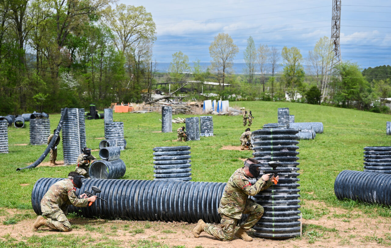 ROTC cadets participate in paint ball Thursday, Apr. 6, 2023 at Insane Paintball in Rossville, Ga.