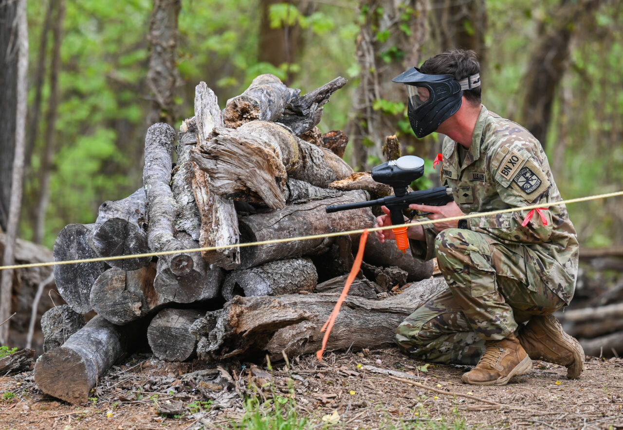 ROTC cadets participate in paint ball Thursday, Apr. 6, 2023 at Insane Paintball in Rossville, Ga.
