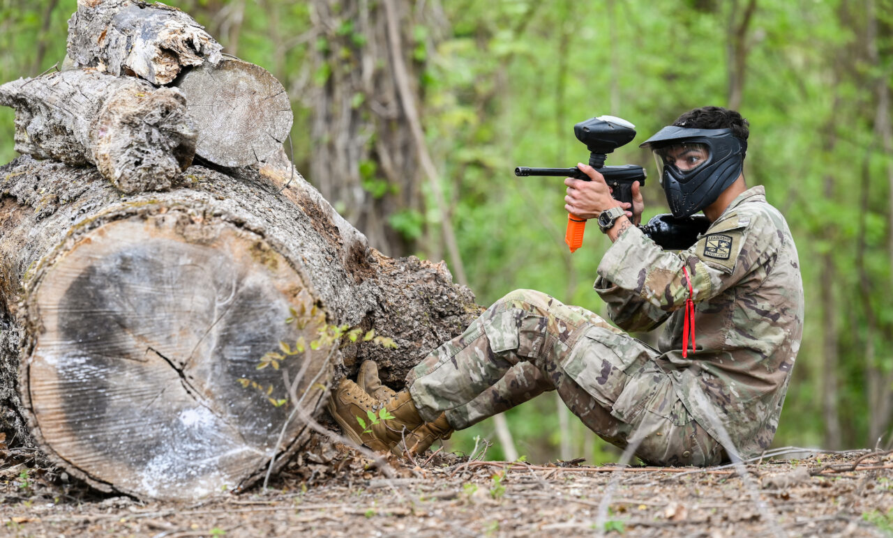 ROTC cadets participate in paint ball Thursday, Apr. 6, 2023 at Insane Paintball in Rossville, Ga.