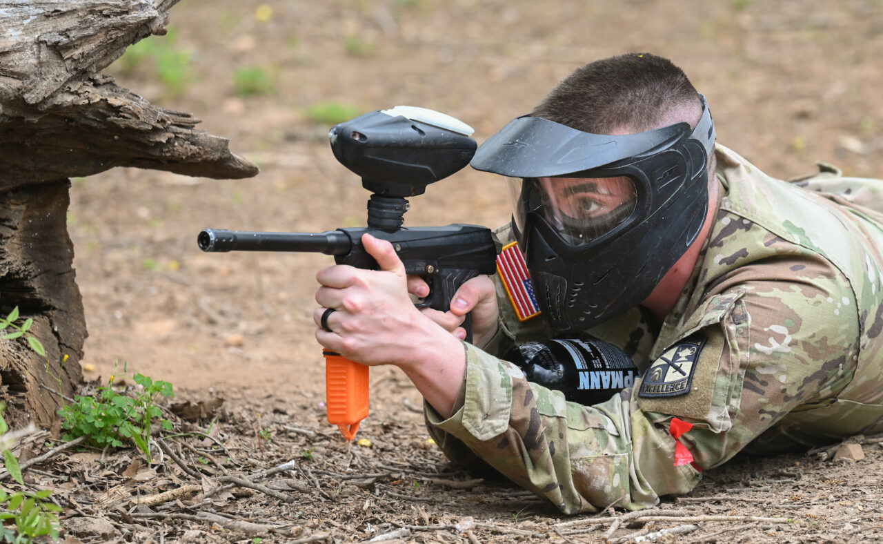 ROTC cadets participate in paint ball Thursday, Apr. 6, 2023 at Insane Paintball in Rossville, Ga.