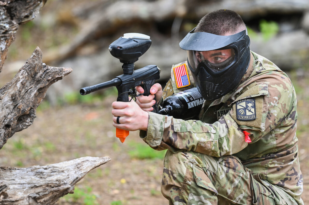 ROTC cadets participate in paint ball Thursday, Apr. 6, 2023 at Insane Paintball in Rossville, Ga.