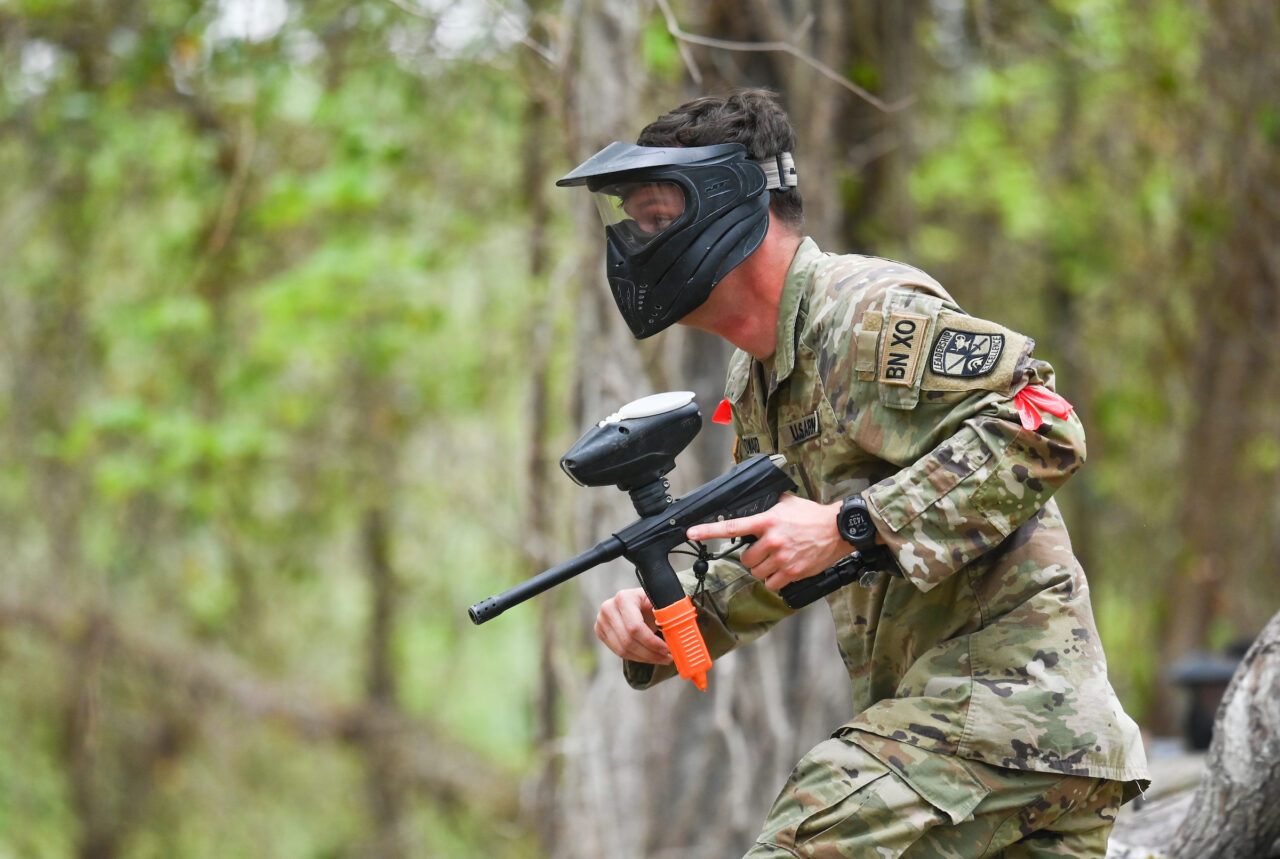 ROTC cadets participate in paint ball Thursday, Apr. 6, 2023 at Insane Paintball in Rossville, Ga.