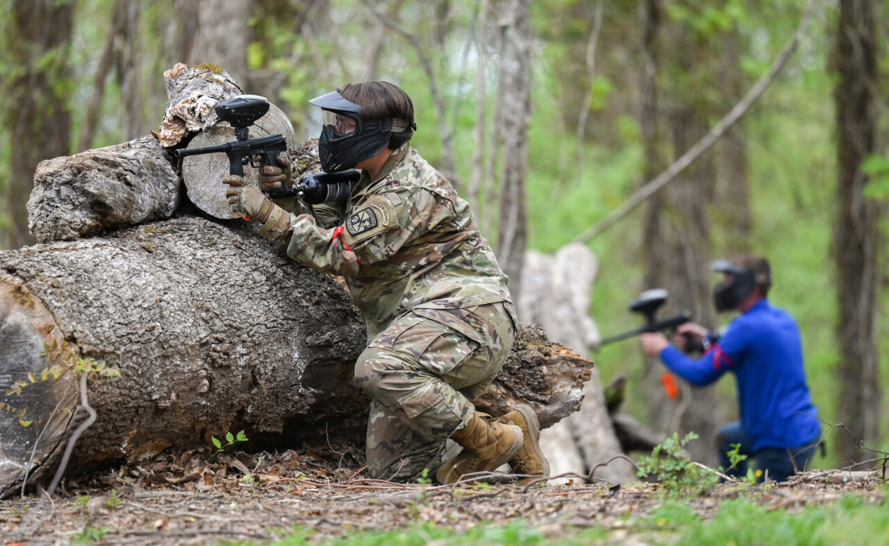 ROTC cadets participate in paint ball Thursday, Apr. 6, 2023 at Insane Paintball in Rossville, Ga.