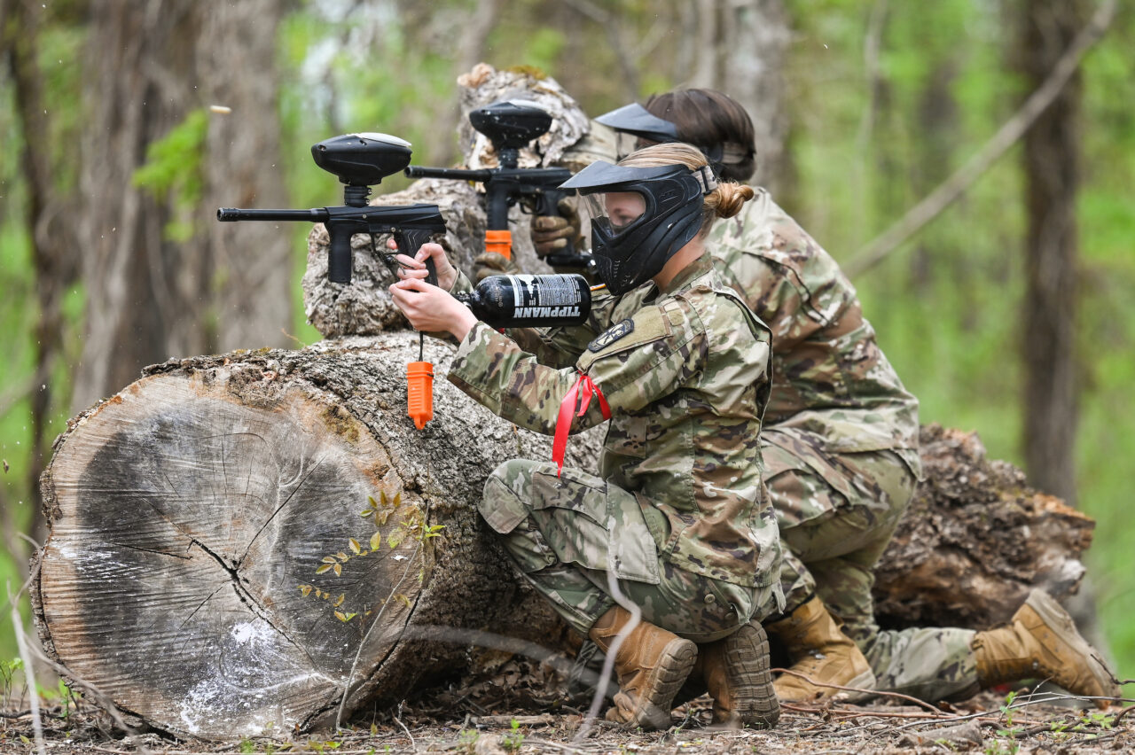ROTC cadets participate in paint ball Thursday, Apr. 6, 2023 at Insane Paintball in Rossville, Ga.