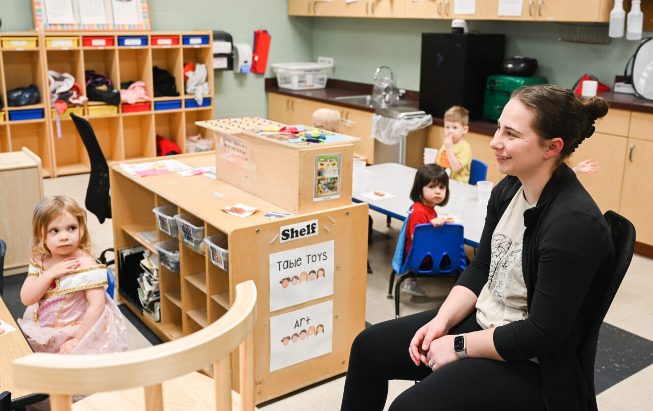 Students work in the UTC Children’s Center Thursday, March 23, 2023 in Brown Academy.