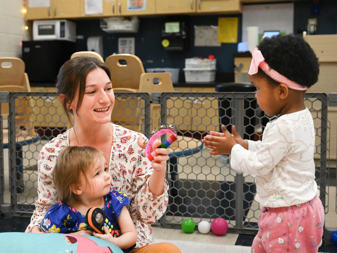 Students work in the UTC Children’s Center Thursday, March 23, 2023 in Brown Academy. Graduate student Diana Mastrangelo, school psychology