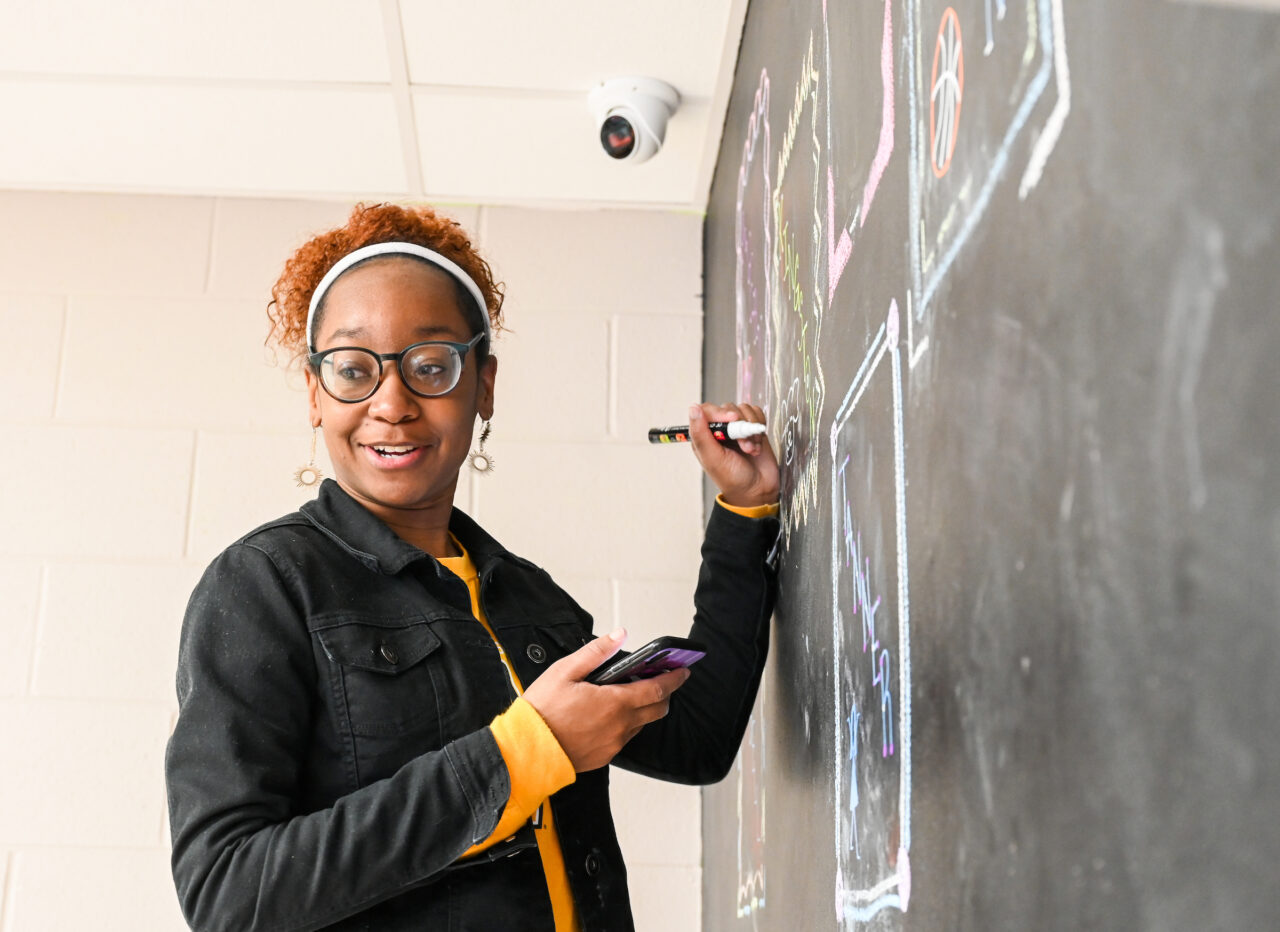 Students work in the UTC Children’s Center Thursday, March 23, 2023 in Brown Academy. Macaria Hudson, elementary education