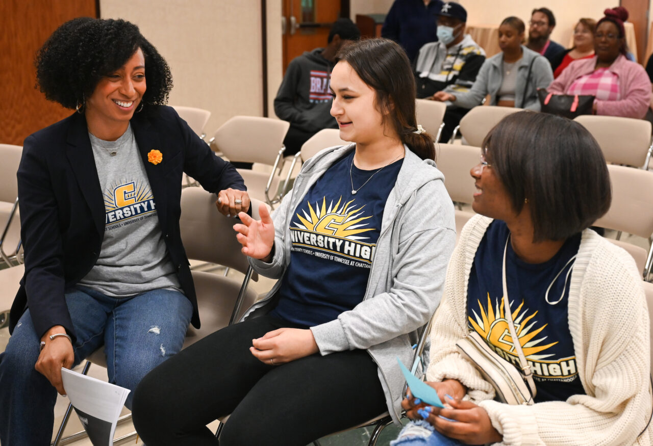Students and their families attend the kickoff for University High on Thursday, April 27, 2023 in the Chattanooga Room.